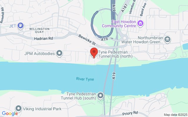 Map of Tyne Pedestrian and Cyclist Tunnels