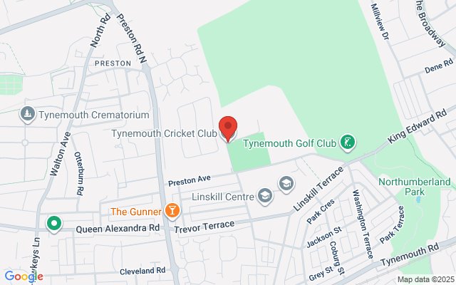 Map of Tynemouth Cricket Club Fireworks